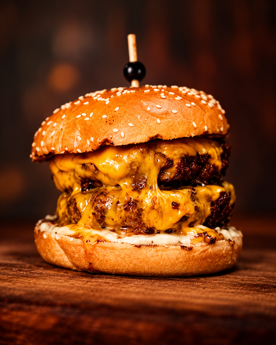 Burger gourmand au cheddar fondant